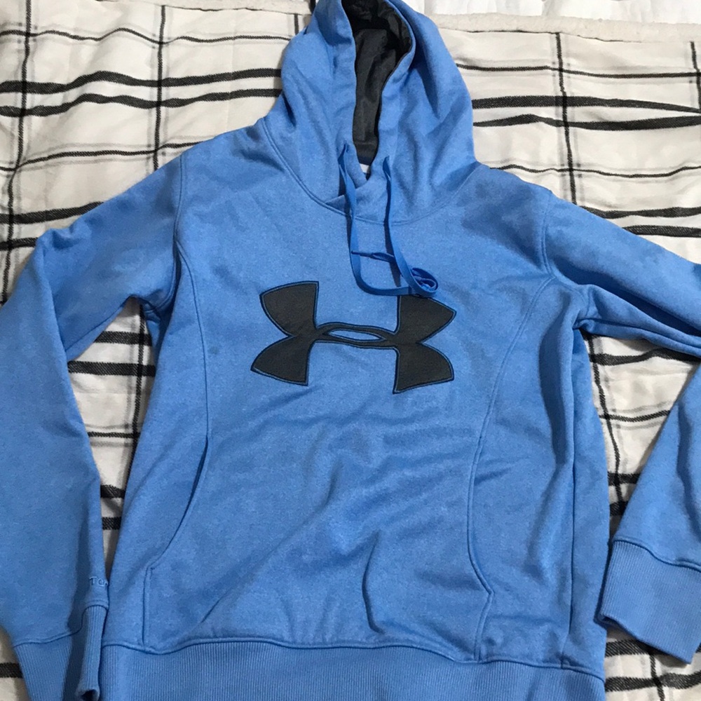 Blue and grey under armor sweatshirt